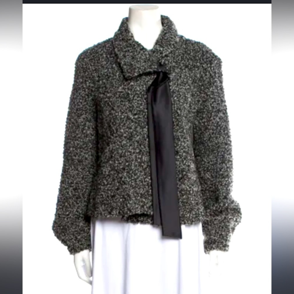 Armani Collezioni Tweed Grey Y2k Jacket Size 8 $350 Fall Coat Vintage Casual